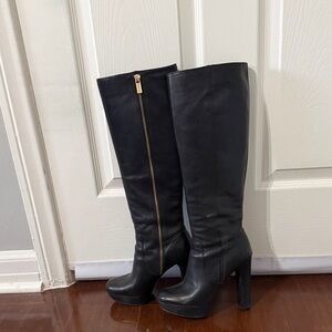 Black Michael Kors Knee-High Leather Boots